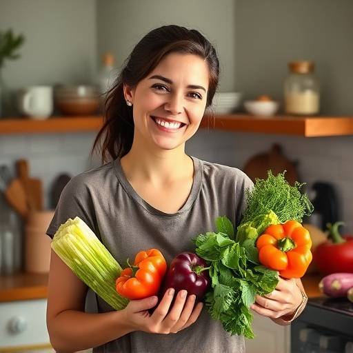 Mr. Jan van der Merwe, Recipe Developer, in a kitchen, holding a plate of colourful vegetables.